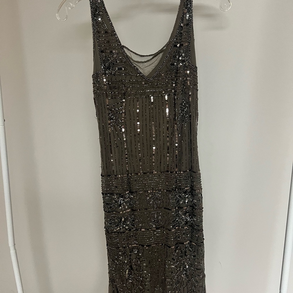 Pisarro Nights Beaded Brown Midi Dress